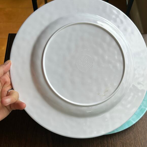 Set of 8 Sigrid Olsen 8" Melamine Bowls White Teal & 11”Dinner Plates - Picture 10 of 15